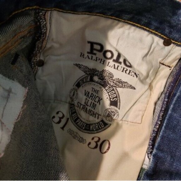 Polo Ralph Lauren The Varick Slim Straight Mexican Blanket Jeans Men 31x30 $398 - Picture 11 of 16